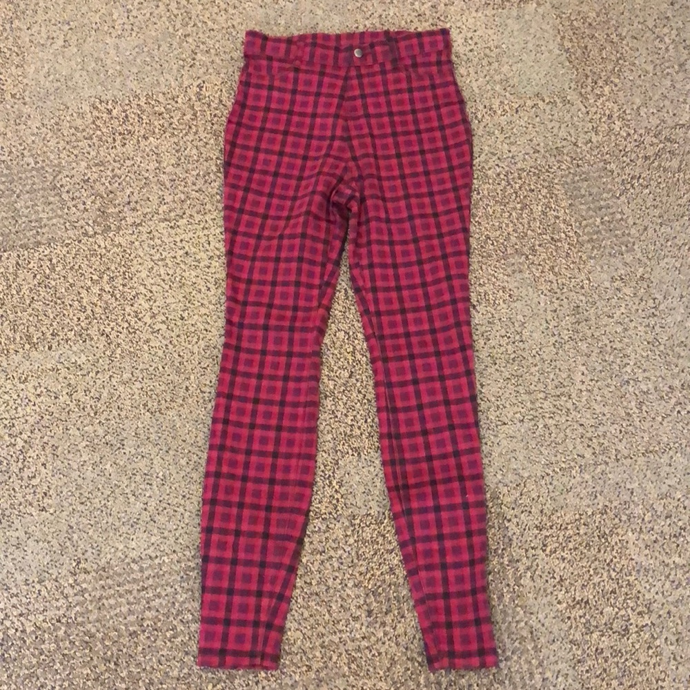 High rise checkered jeggings